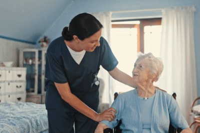 Nurse reassuring patient